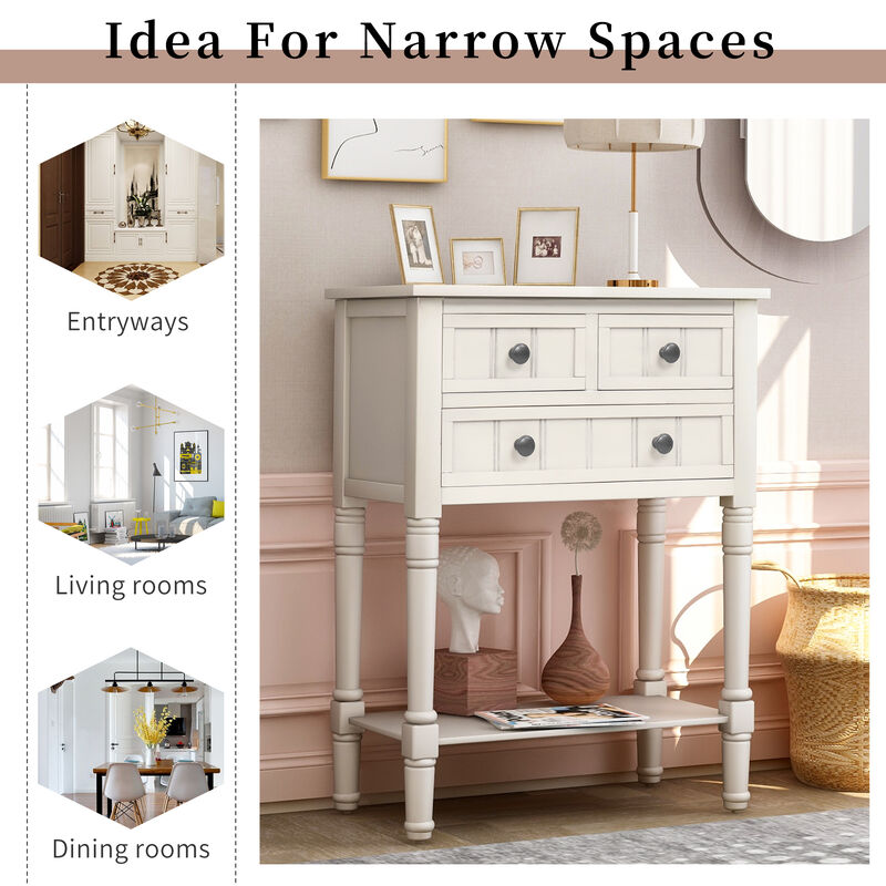 Gewnee Modern Narrow Console Table With Three Storage Drawers, Espresso