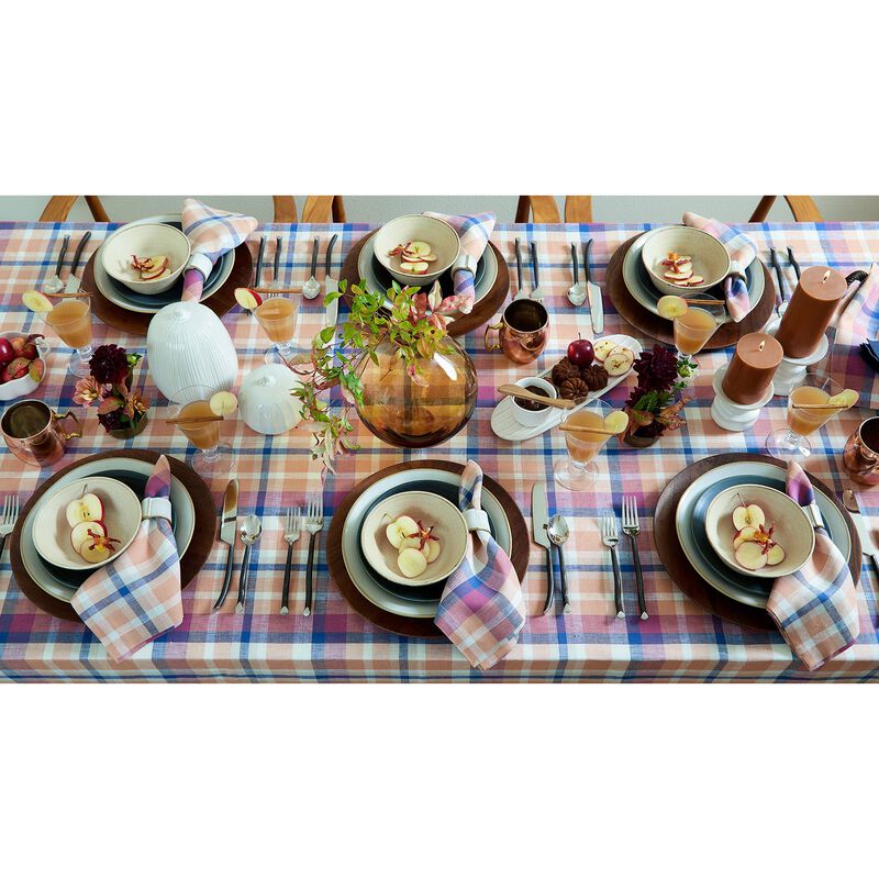 Solino Home 100% Pure Linen Tablecloth | Fall Flavors Madras Plaid
