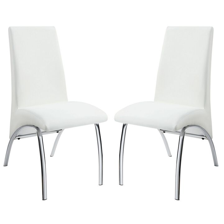 Contemporary Dining Chair, White, Set of 2-Benzara