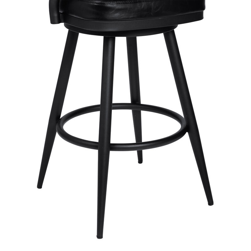 Vegan Faux Leather Counter Stool, Metal Legs- Benzara