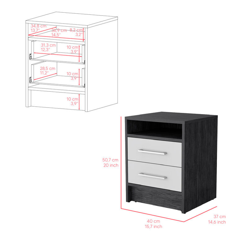 Nightstand Cartiz, Bedroom, Smoky Oak / White
