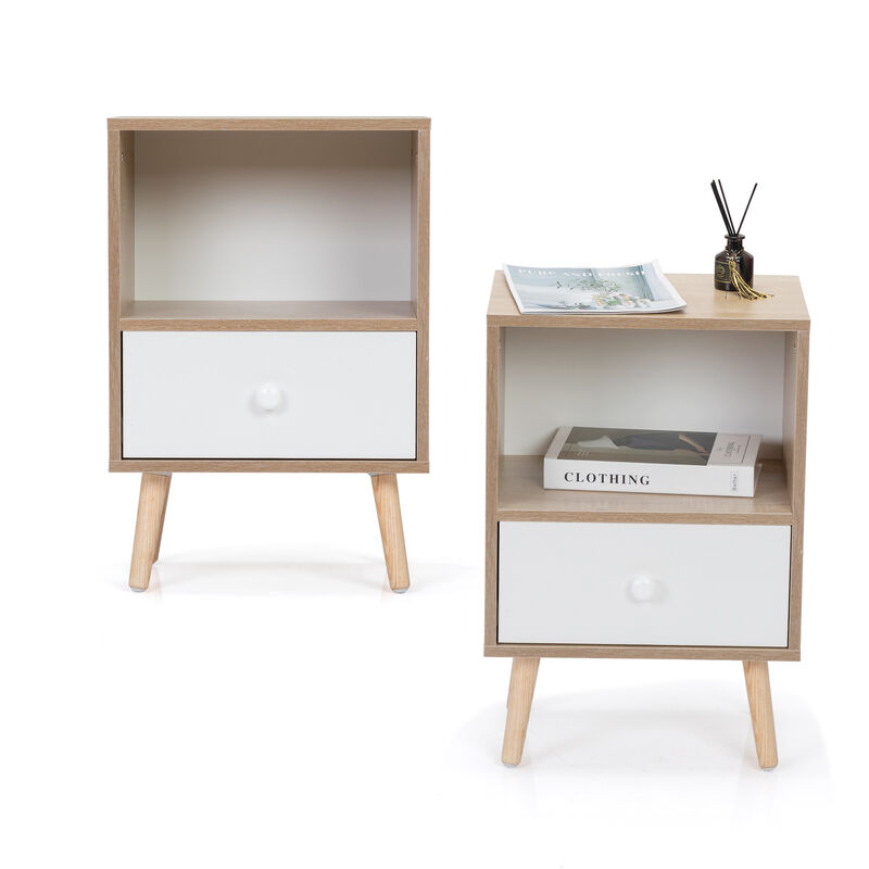Streamdale 2 Mid Century Wood Nightstands with Drawer