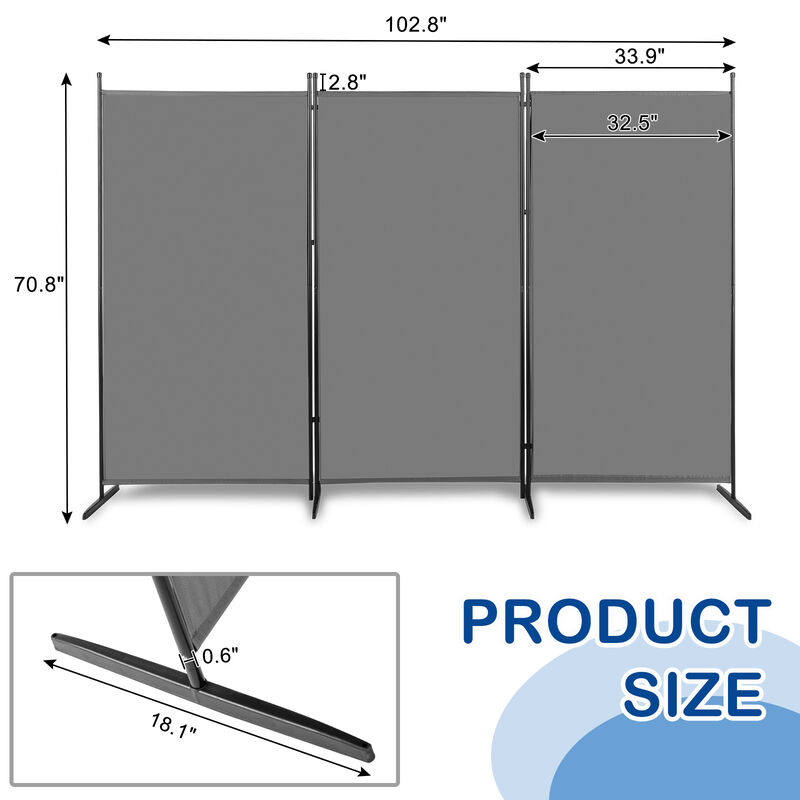 Trifold Folding Screen Divider, Portable Privacy Partition with Sturdy Frame