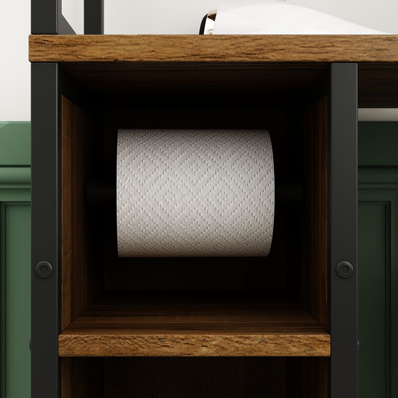 FUFU&GAGA 31.5-in x 74.8-in x 9.8-in Brown 5-Shelf Over-the-Toilet Storage