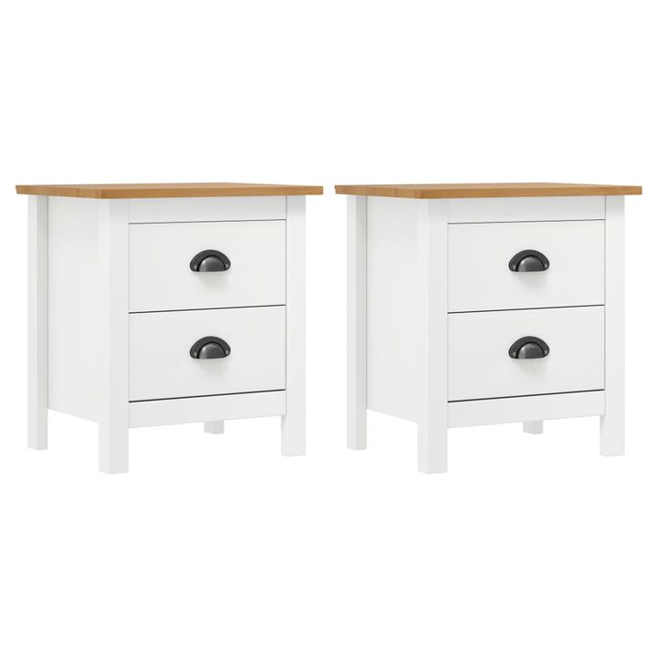 vidaXL Bedside Cabinet Hill 2 pcs White 18.1"x13.8"x19.5" Solid Pine Wood