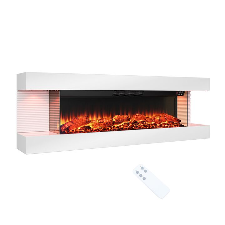 MONDAWE Stylish Electric Fireplace Integrated 3-Sided Fireplace with 50" Suspended LED Light Mantel with Remote Control MONDAWE Stylish Electric Fireplace Integrated 3-Sided Fireplace with 50" Suspended LED Light Mantel with Remote Control