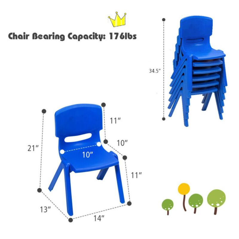 Hivvago 6-pack Kids Plastic Stackable Classroom Chaira