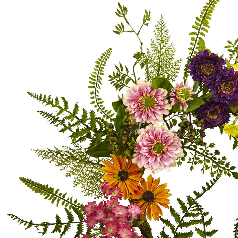 Nearly Natural 22-in Mixed Floral Wreath