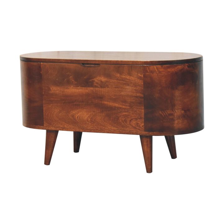 Artisan Furniture Solid Wood Curved California Walnut Blanket Box