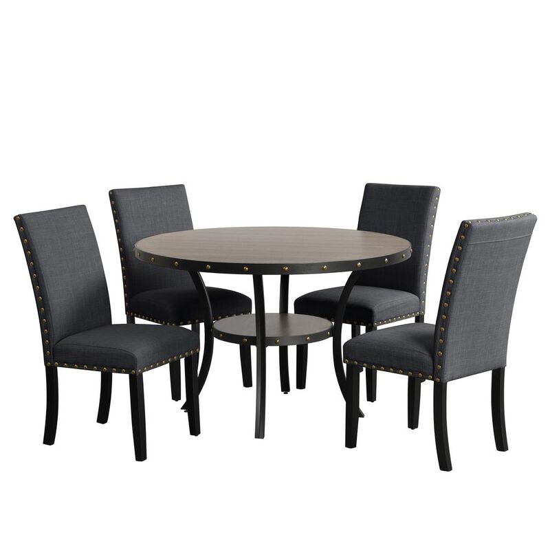 New Classic Furniture Furniture Crispin 48 Round Melamine Wood Dining Table in Gray