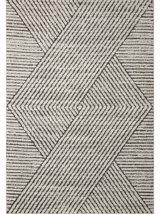 Fabian FAB06 Charcoal/Ivory 4' x 6' Rug