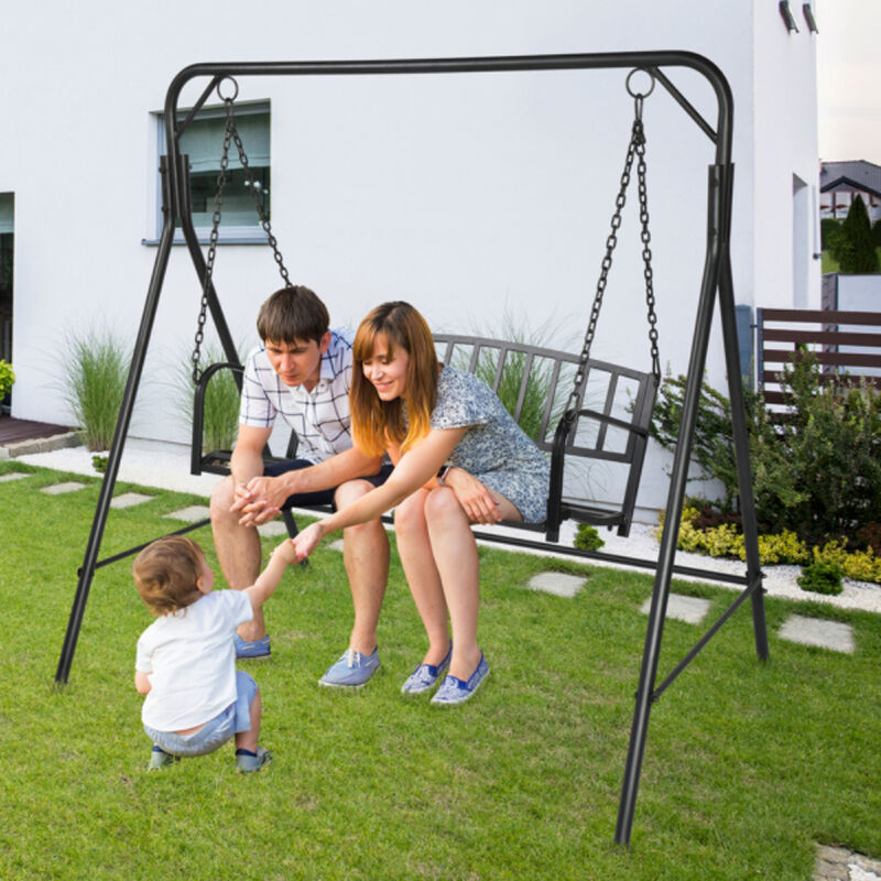 Sturdy Iron Art Swing with Vertical Bar Backrest and 200kg Capacity
