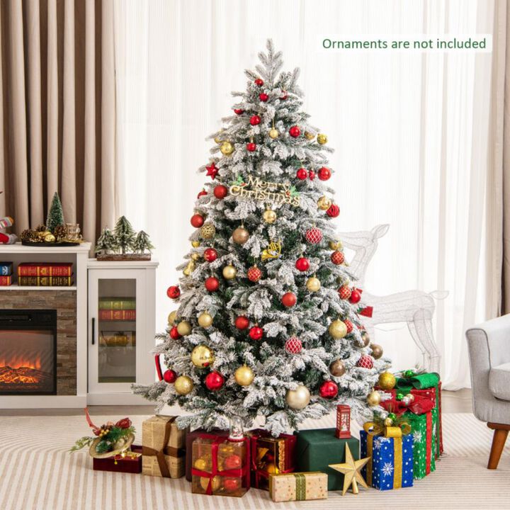 Flocked Christmas Tree with Warm White LED Lights