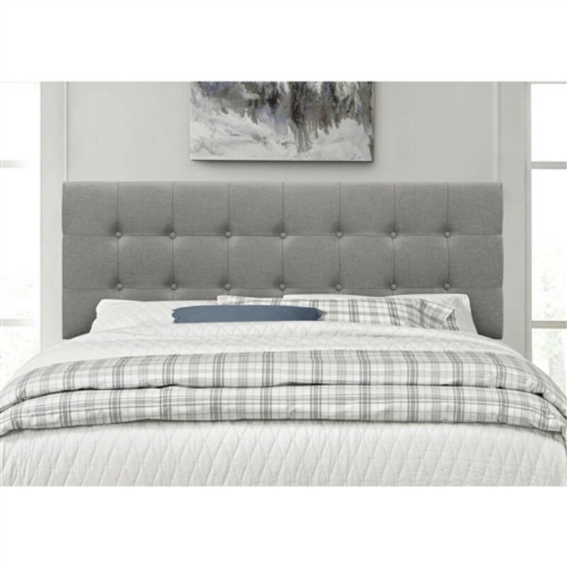 Button Tufted Fabric Headboard for Full Queen Size Beds in Contemporary Style