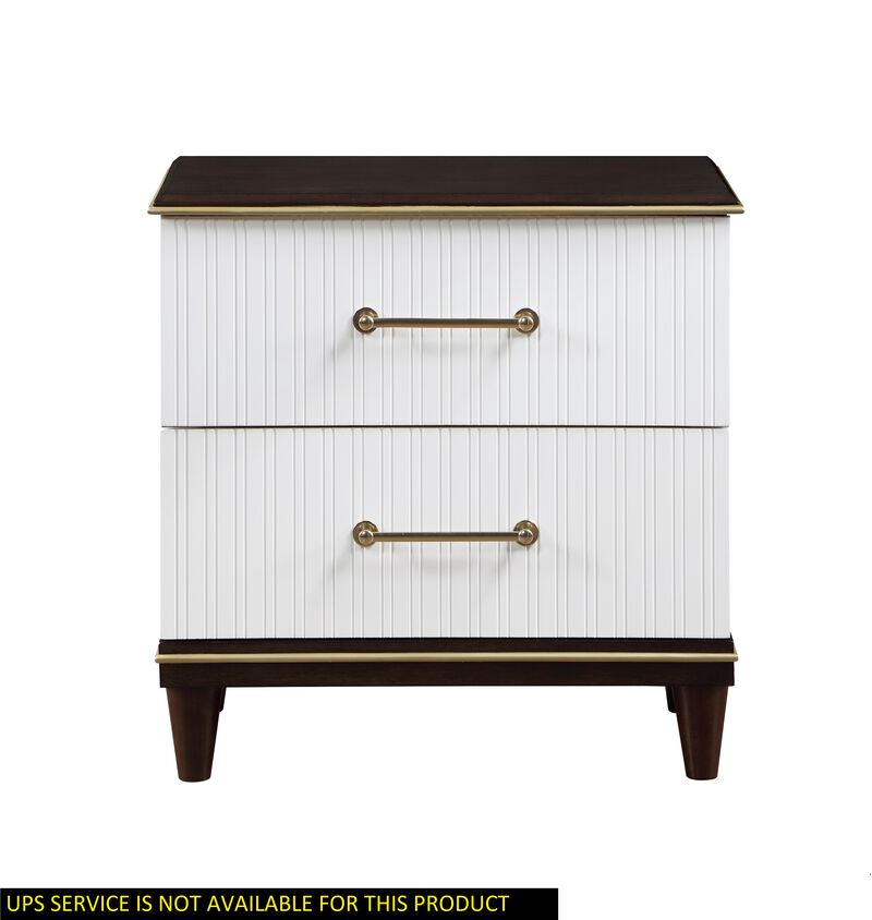 Streamdale White & Cherry Nightstand with Gold Trim