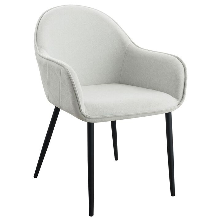 Emin 23 Inch Dining Armchair, Modern Light Gray Fabric Seat, Set of 2 - Benzara