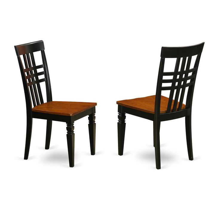 East West Furniture Logan  Dining  Chair  with  Wood  Seat  -  Black  &  Cherry  Finish.,  Set  of  2