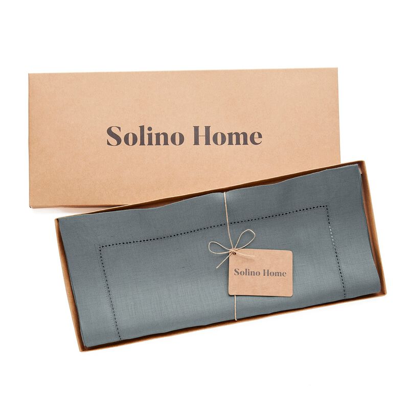 Solino Home 100% Pure Linen Table Runner | Classic Hemstitch for Valentines