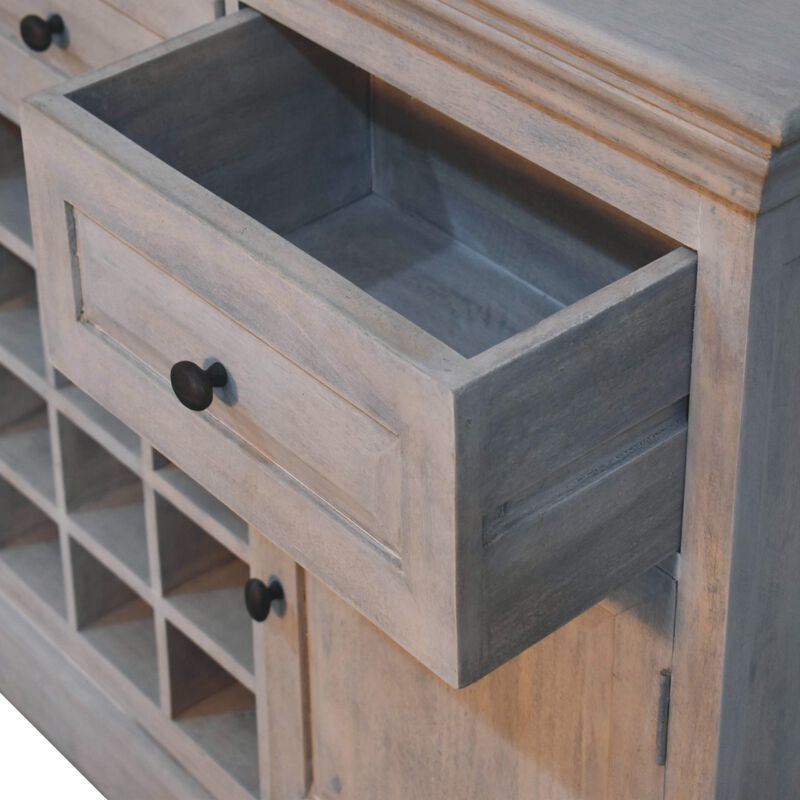 Artisan Furniture Solid Wood Acid Wash Wine Storage Unit