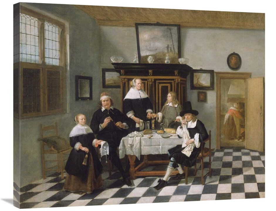 Family Group in an Interior-Canvas Art-35x28
