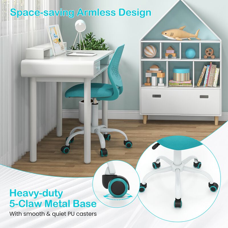 Costway Office Task Desk Armless Chair Adjustable Mid Back Swivel Study Chair