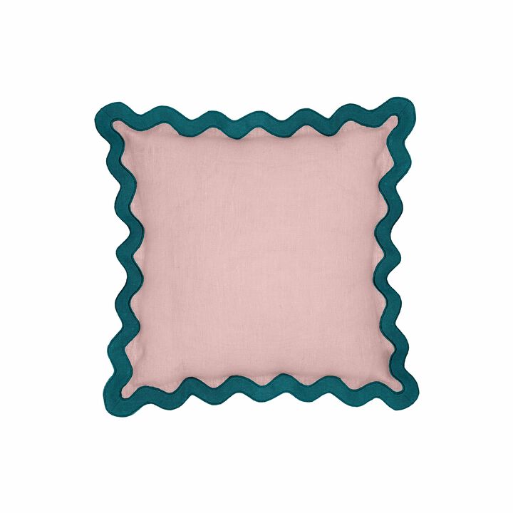 Scalloped Edge Magenta and Pink Cotton Velvet Throw Pillow