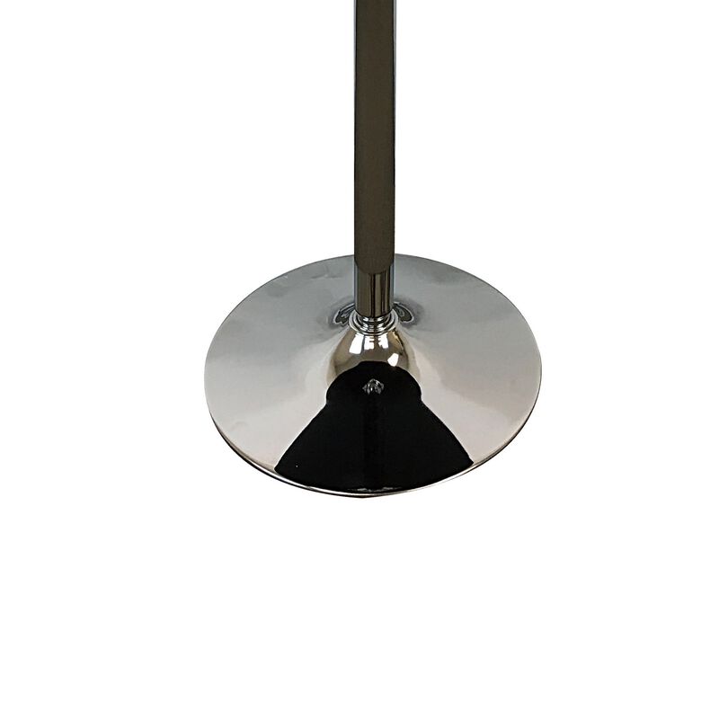 Mari 36 Inch Dining Table, Smooth Black Round Top and Stainless Steel Base - Benzara