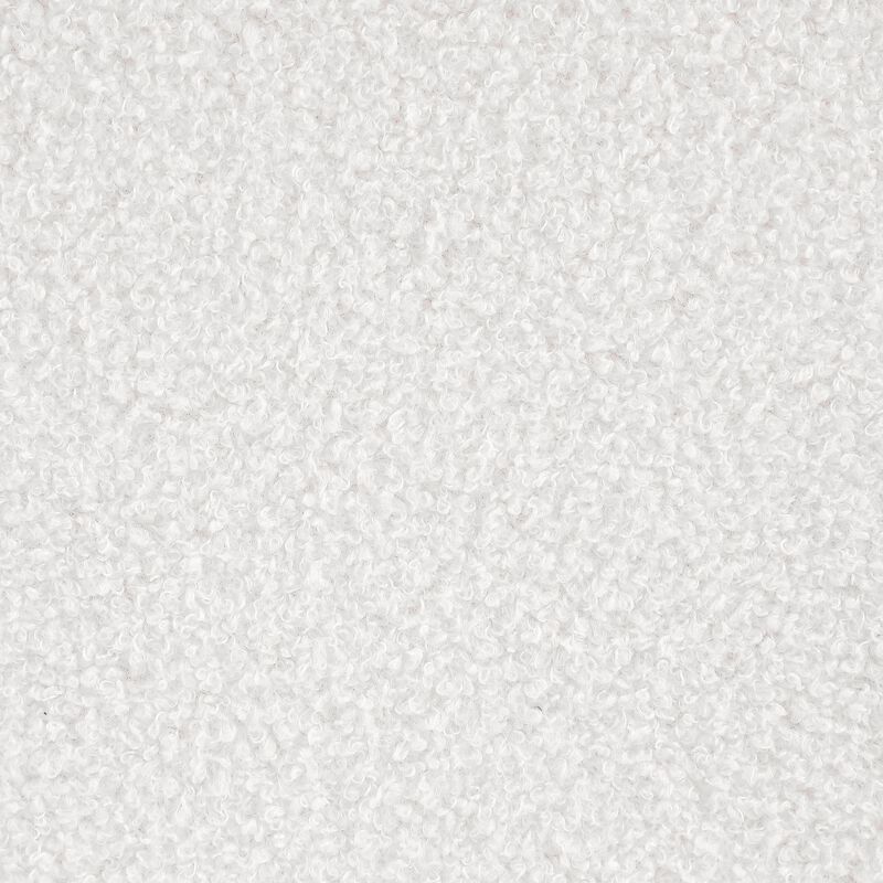 Zia 19 Inch Ottoman, White Faux Sheepskin Upholstery, Round Platform Base - Benzara