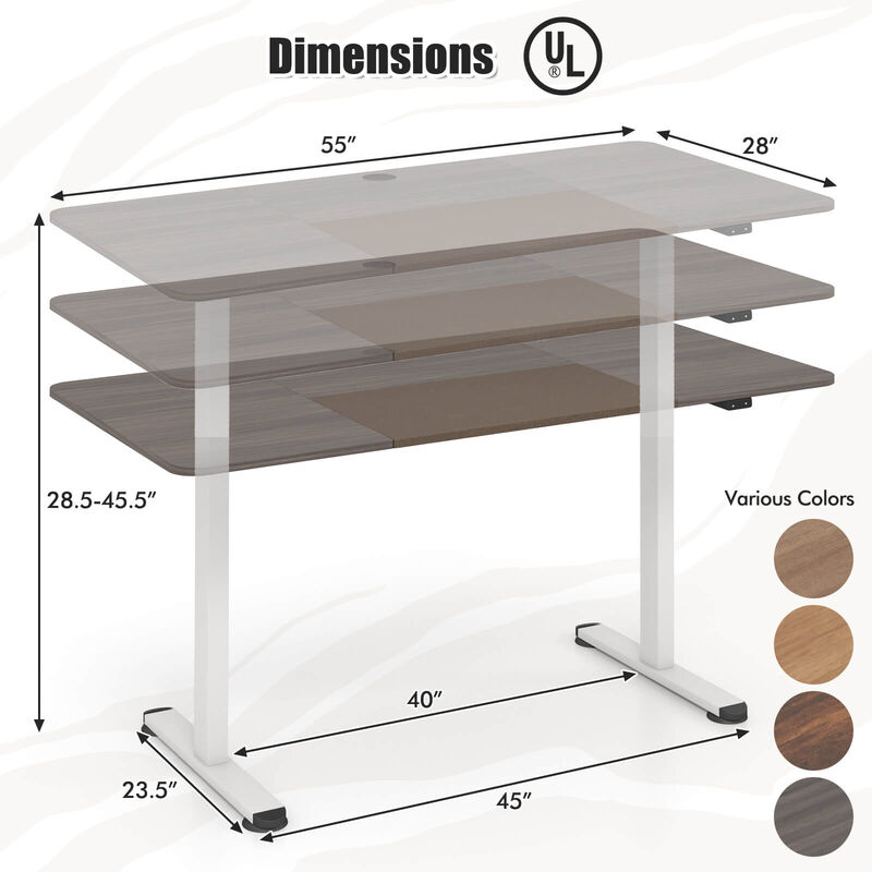 Costway Electric Height Adjustable Standing Desk, Sit to Stand Computer Workstation Home Office Desk