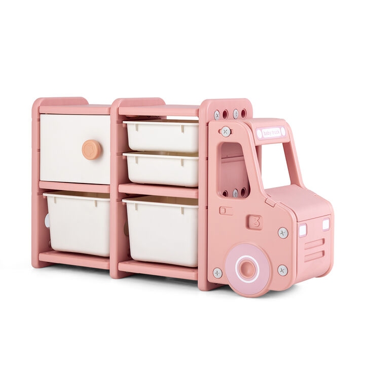 Toddler Truck Storage Organizer with Plastic Bins Toddler Truck Storage Organizer with Plastic Bins