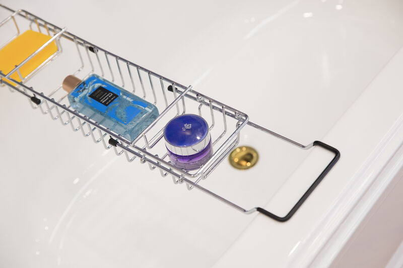 Expandable Metal Bathtub Caddy With, Rubber Handles