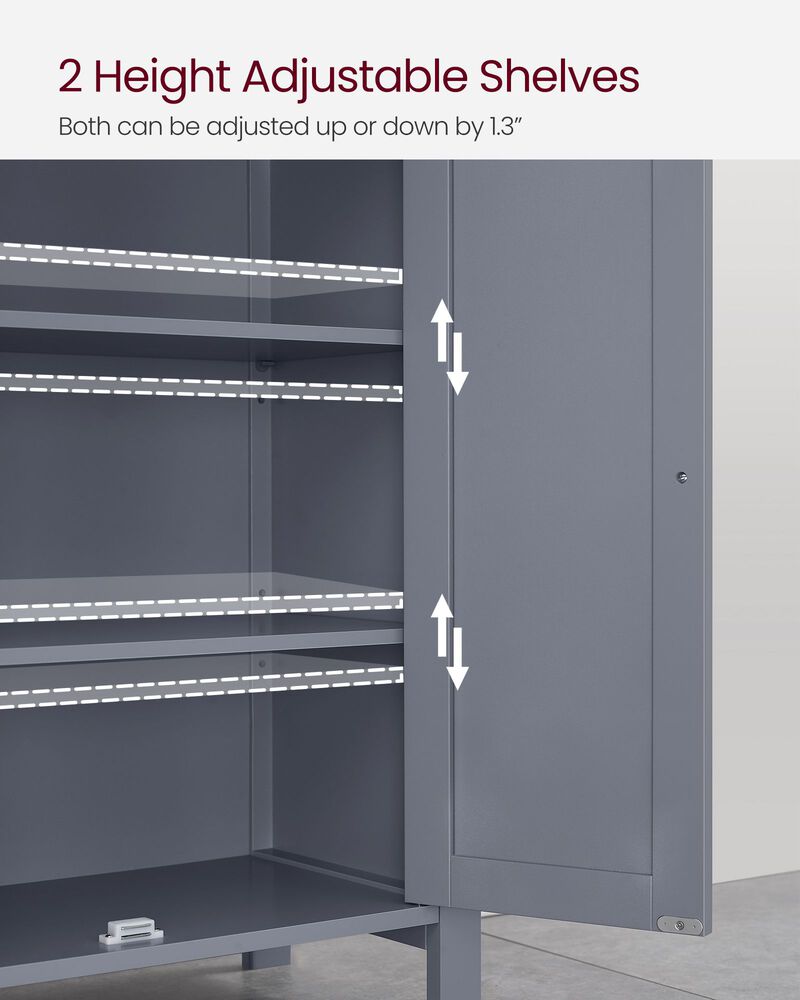 Bathroom Floor Storage Cabinet with Double Door Adjustable Shelf