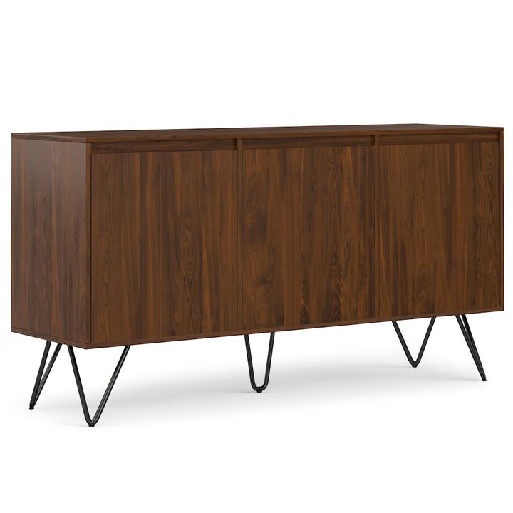 Simpli Home Hunter 3 Door Sideboard Buffet In Walnut Veneer