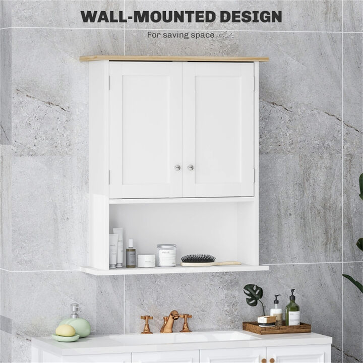 Wall Mounted Storage Cabinet with Doors, Bathroom & Kitchen Organizer