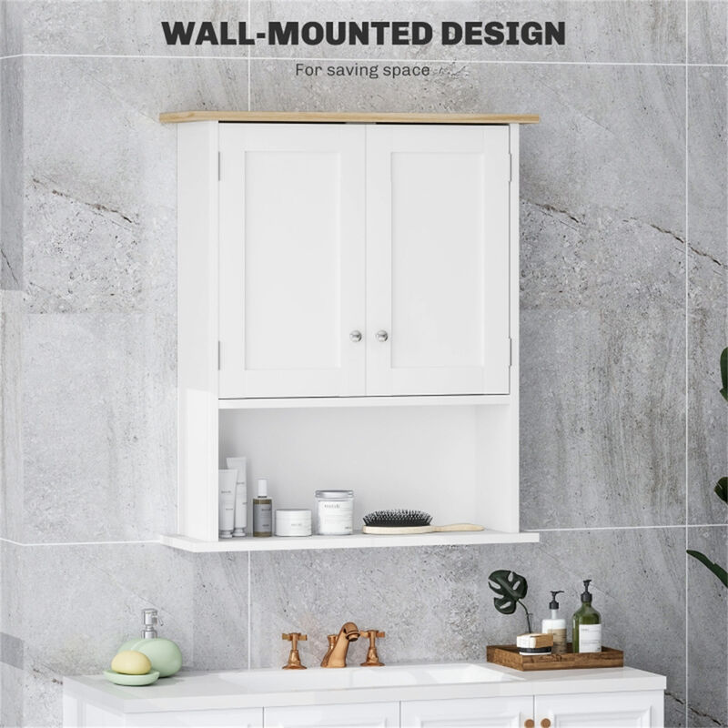 Wall Mounted Storage Cabinet with Doors, Bathroom & Kitchen Organizer