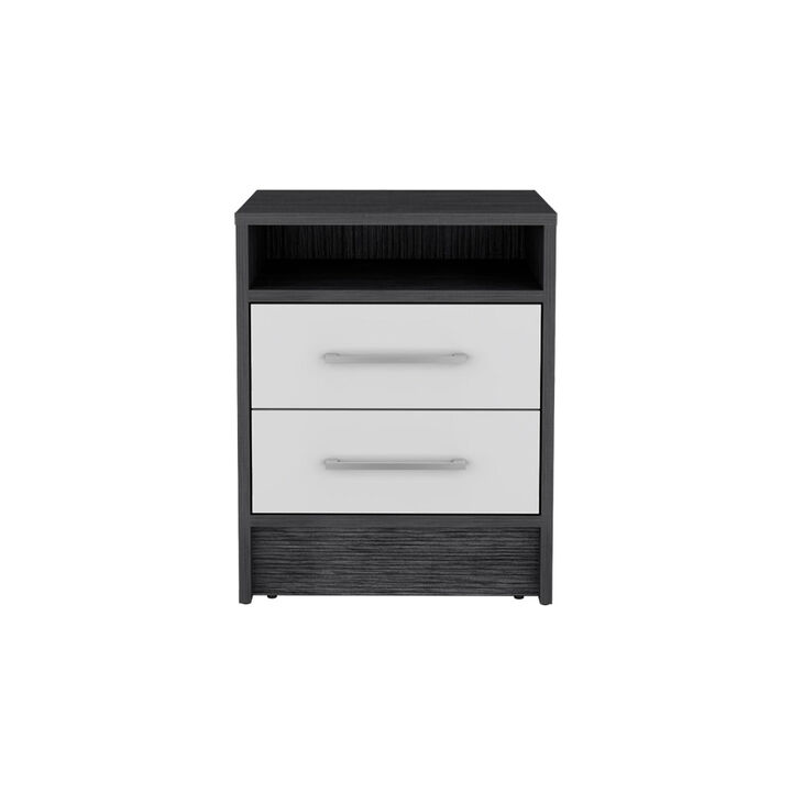 Nightstand Cartiz, Bedroom, Smoky Oak / White