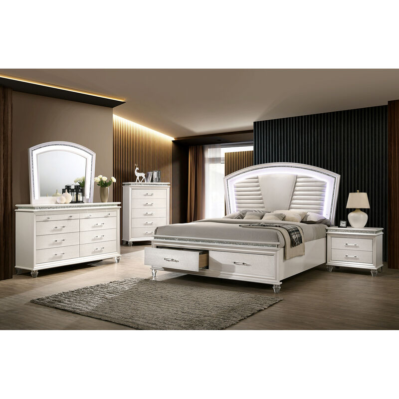 Streamdale Classic Pearl Nightstand: 2-Drawers, Solid Wood, Felt Top