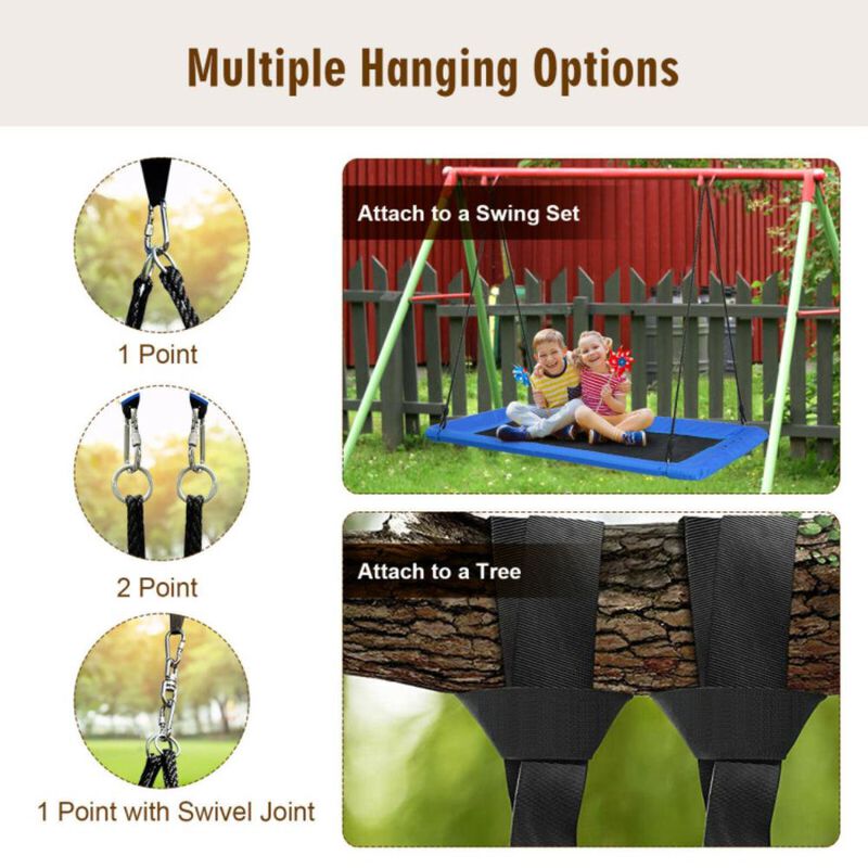 Hivvago 60 Inches Platform Tree Swing Outdoor with  2 Hanging Straps