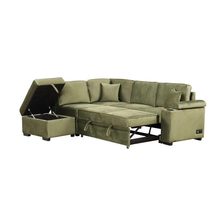Merax 2 in 1 Pull Out Sofa Bed L Shape Couch