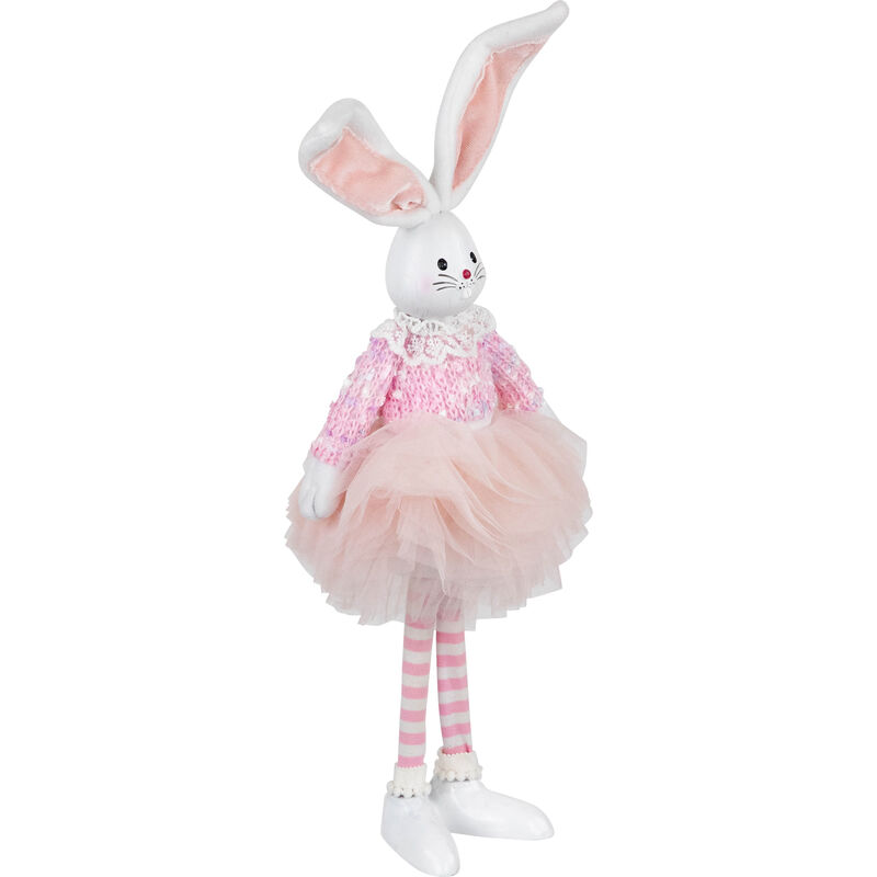 Ballerina Bunny Standing Easter Figure - 15" - Pink and White