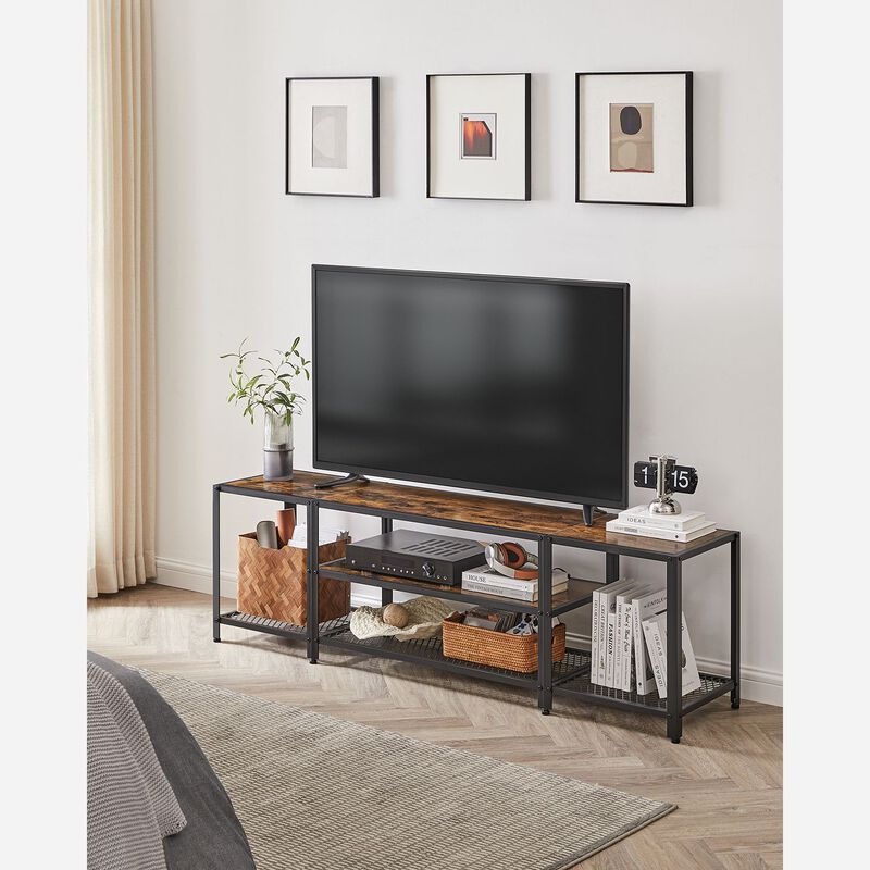 3-Tier TV Stand with Open Storage Shelves