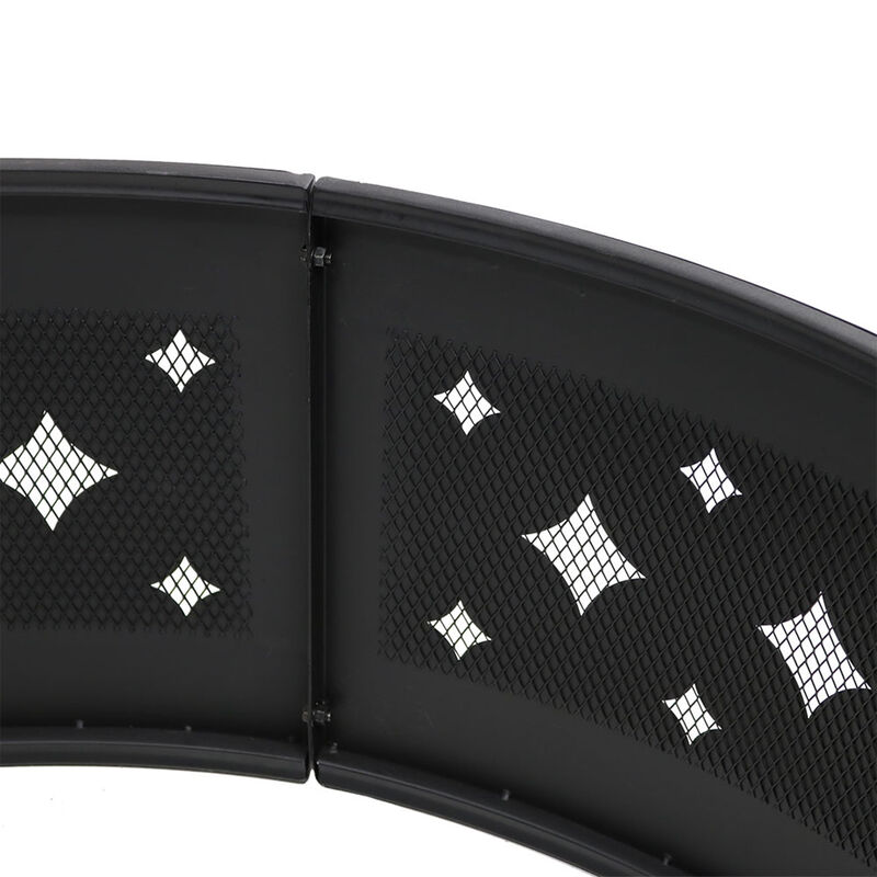 Sunnydaze 36 in Diamond Cut-Out Steel Wood Burning Fire Pit Ring with Poker