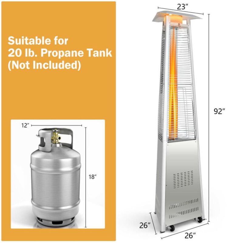 Hivvago 42,000 BTU Stainless Steel Pyramid Patio Heater With Wheels