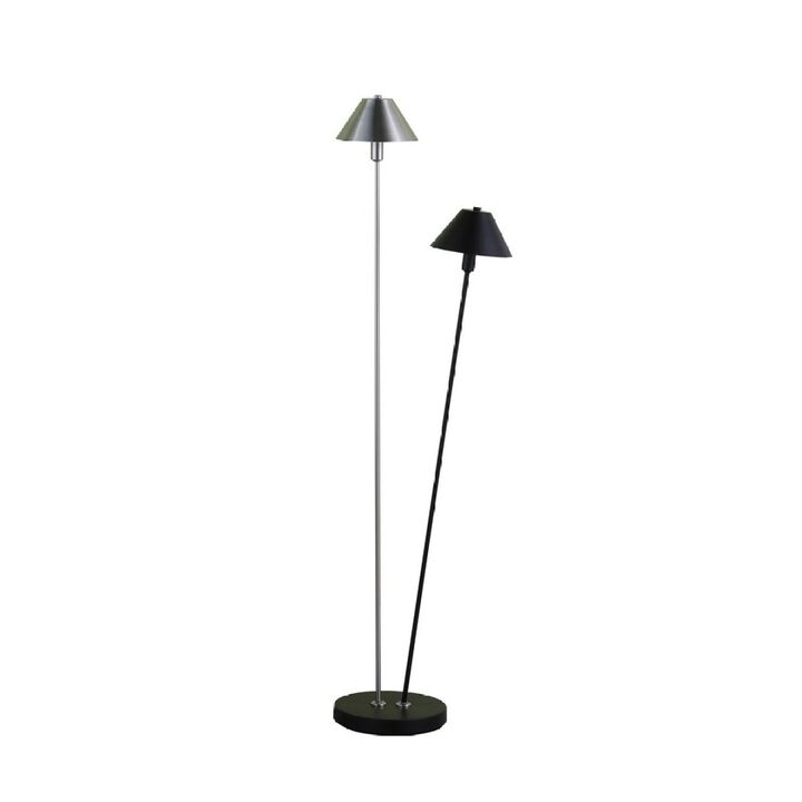 47.5" In LED Double G-9 Matte Powder Black/Silver Redman Brushed Nickel Floor Lamp