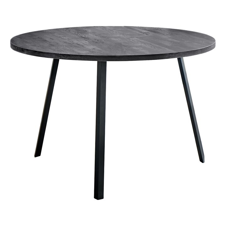 Monarch Specialties 1153 Table, 48" Round, Small, Kitchen, Dining Room, Metal, Laminate, Black, Contemporary, Modern Table-48 Dia Reclaimed Wood, 47.25" L x 47.25" W x 29.5" H