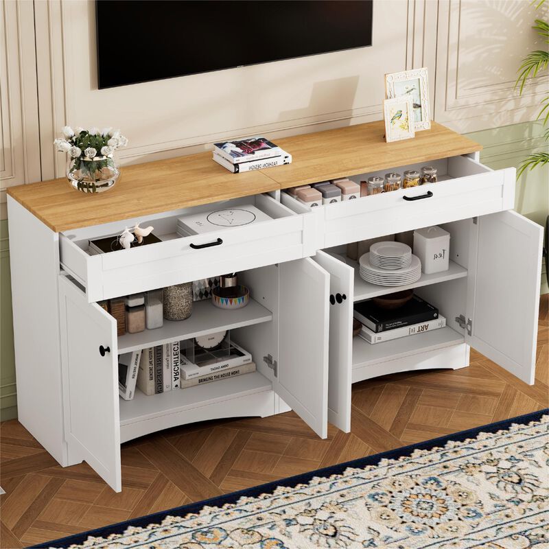 Merax Farmhouse TV Stand with 2 Drawers for TVs Up to 70"