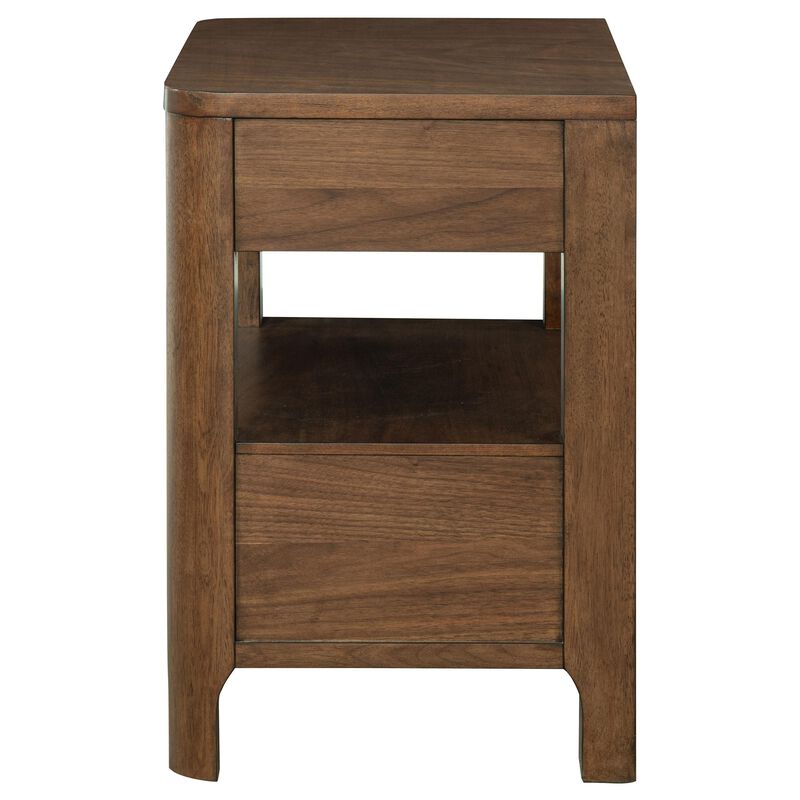 Rie Nightstand w 2 Drawers and Lower Shelf, Walnut Brown Poplar Wood - Benzara