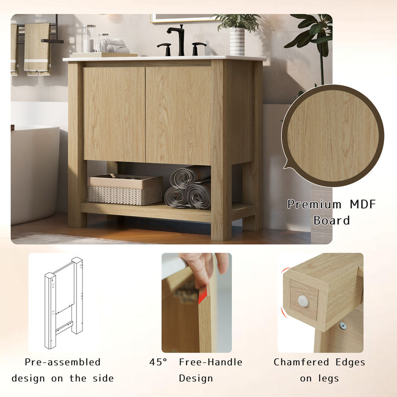 Merax Modern Bathroom Vanity with Rectangle Ceramic Sink
