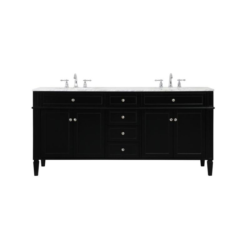 Elegant Kitchen and Bath 72 inch double bathroom vanity in black