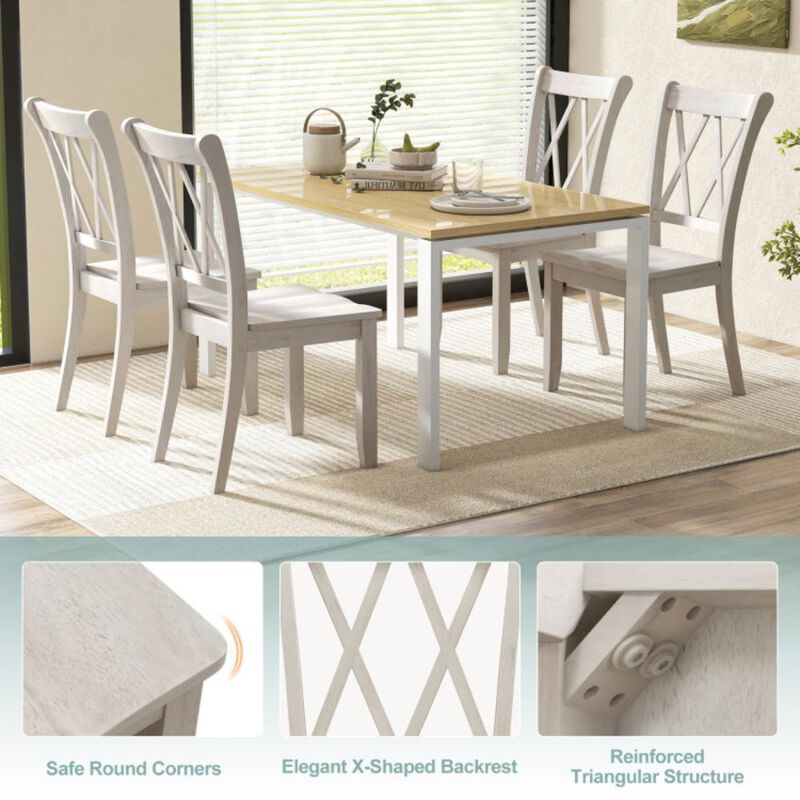 Hivvago Set of 2 Wooden Dining Chairs Mid Century Farmhouse Retro Kitchen Chairs